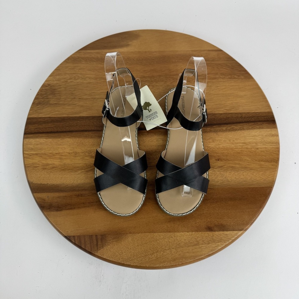 New Girls Big Kids Tucker + Tate Tarya Black Strappy Adjustable Sandals Size 3 Y - Picture 4 of 8